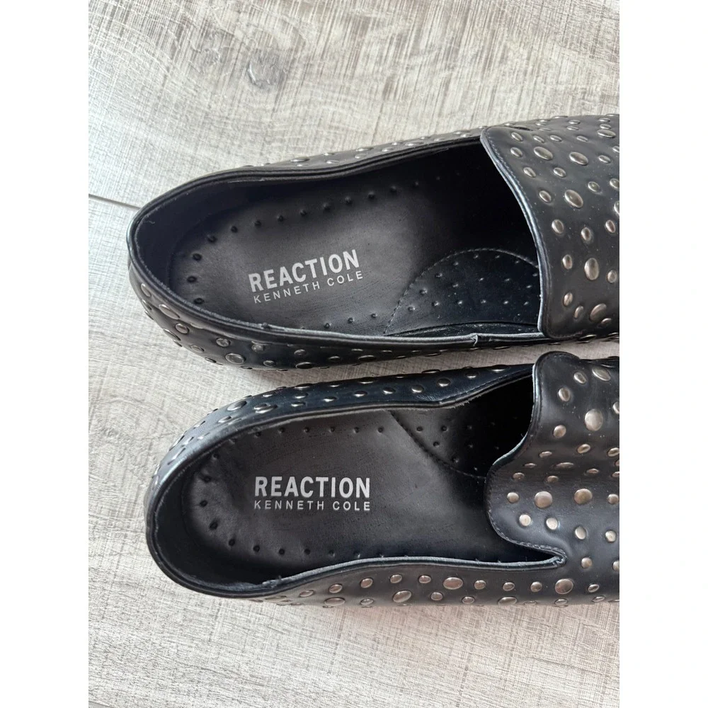 Kenneth Cole Reaction Mens Black Studded Trophy Loafer B Size 13 Slip On Shoe